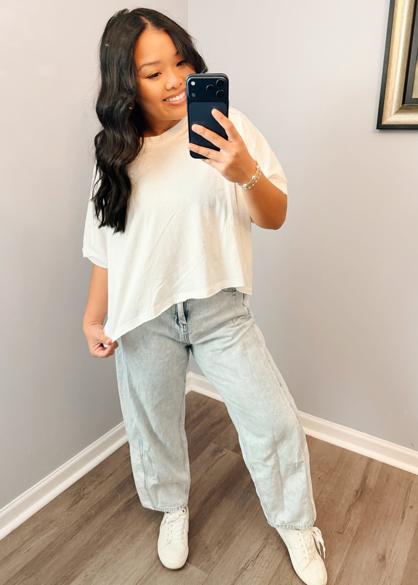 Over sized cropped Tee - White