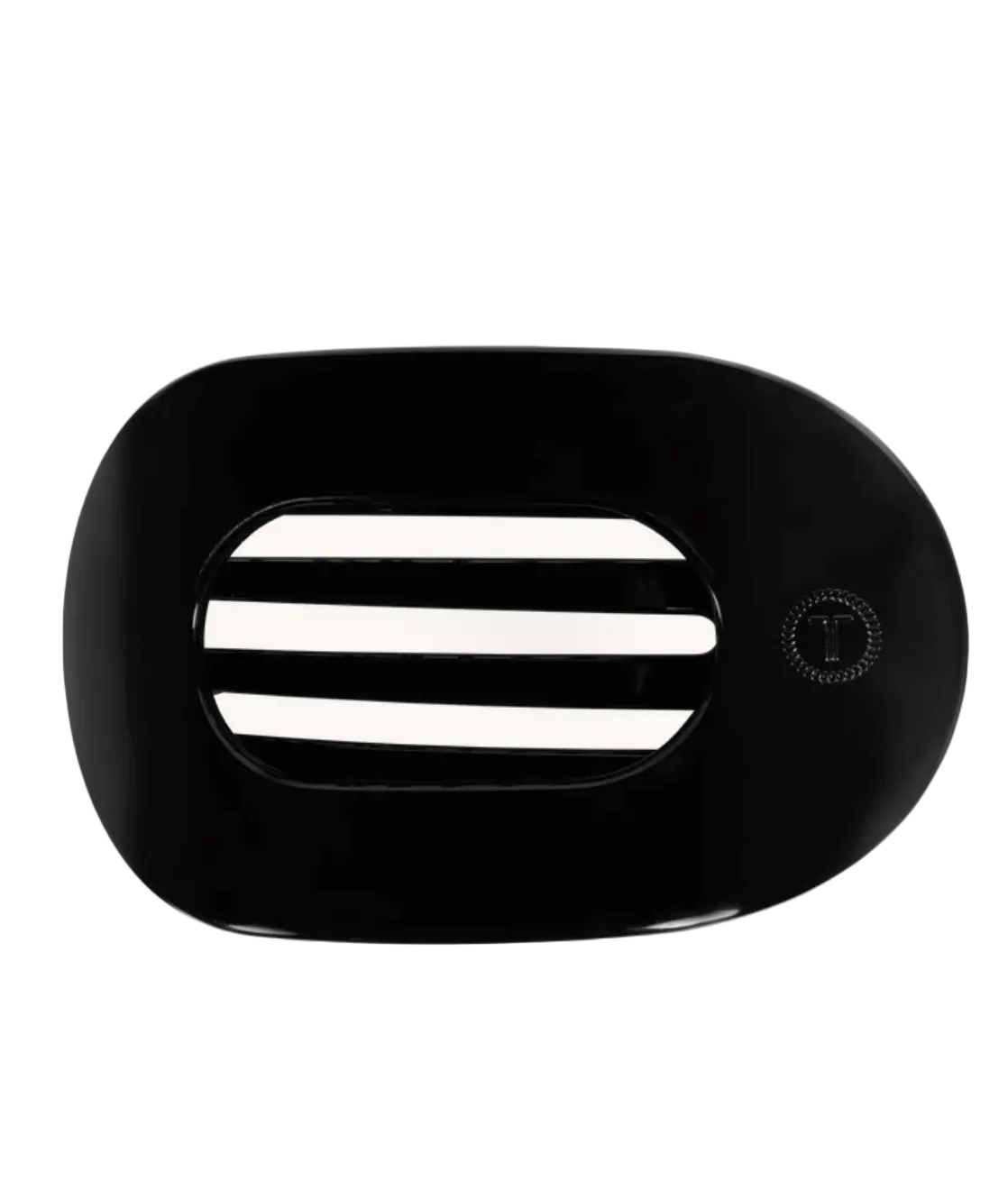 Jet Black Large Flat Round Hair Clip