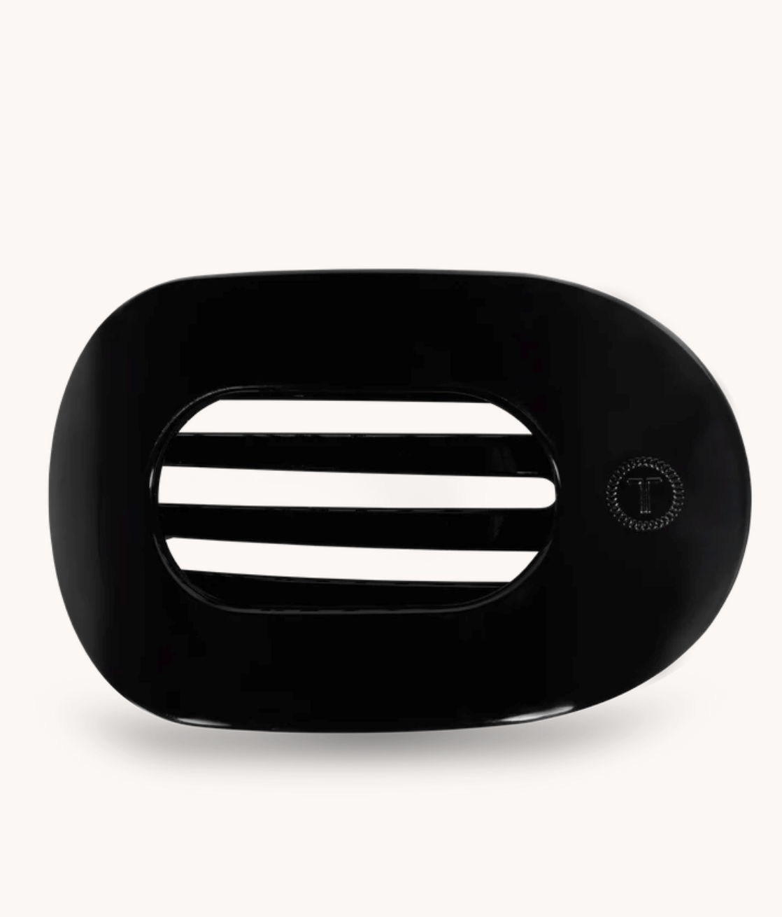 Jet Black Medium Flat Round Hair Clip