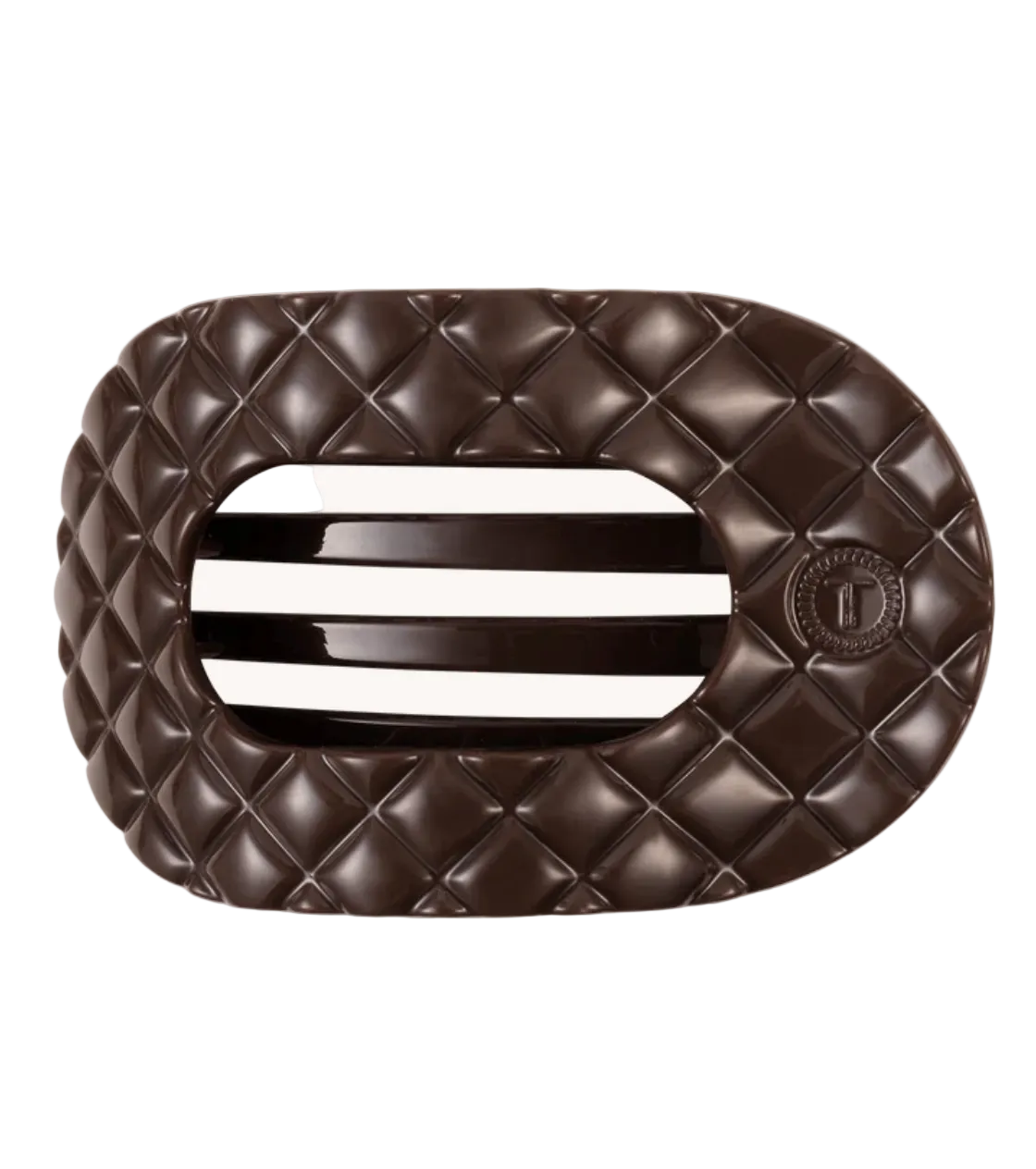Truly Taupe Quilted Medium Flat Round Hair Clip - TELETIES