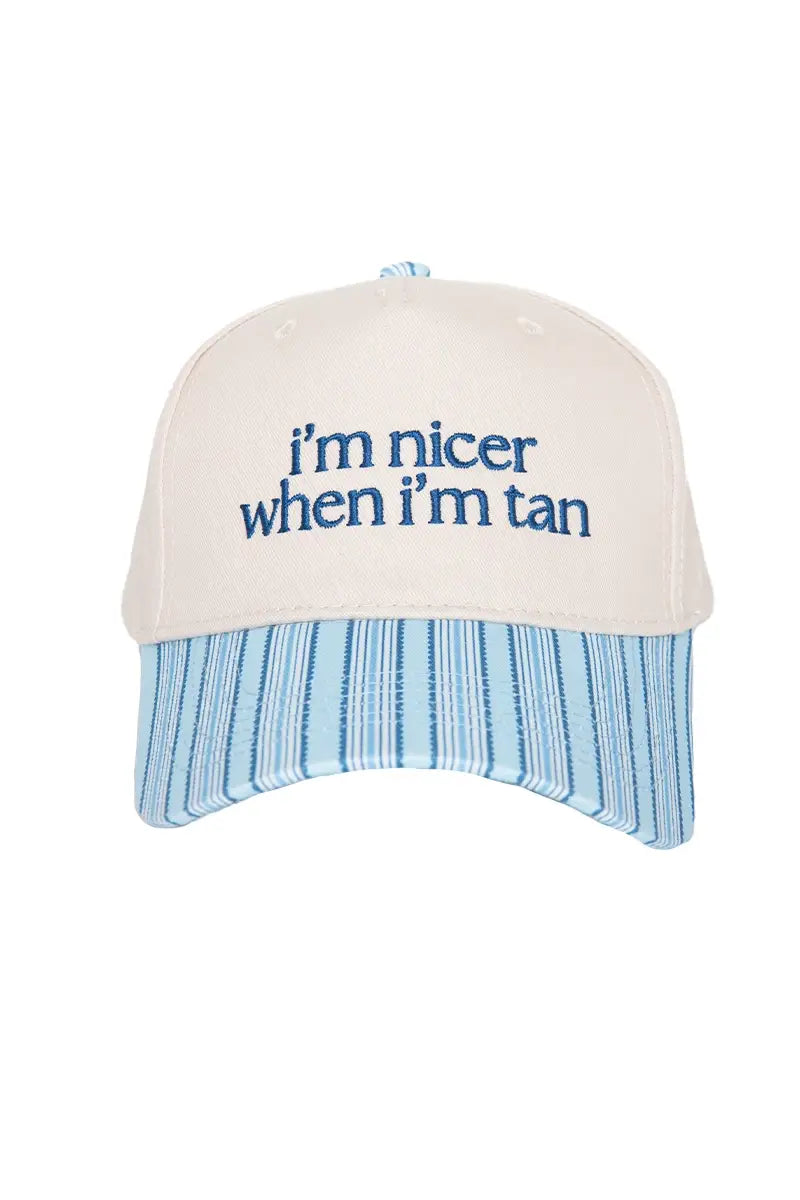 I'm Nicer When I'm Tan Two-Toned Vintage Hats Grad Gift Idea: Pink and Light Pink Stripe