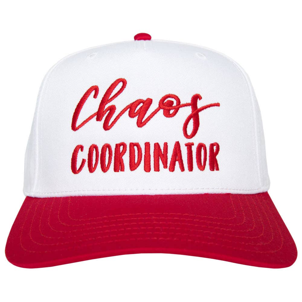 Chaos Coordinator Funny Two-Toned Hat: Pink and Tan