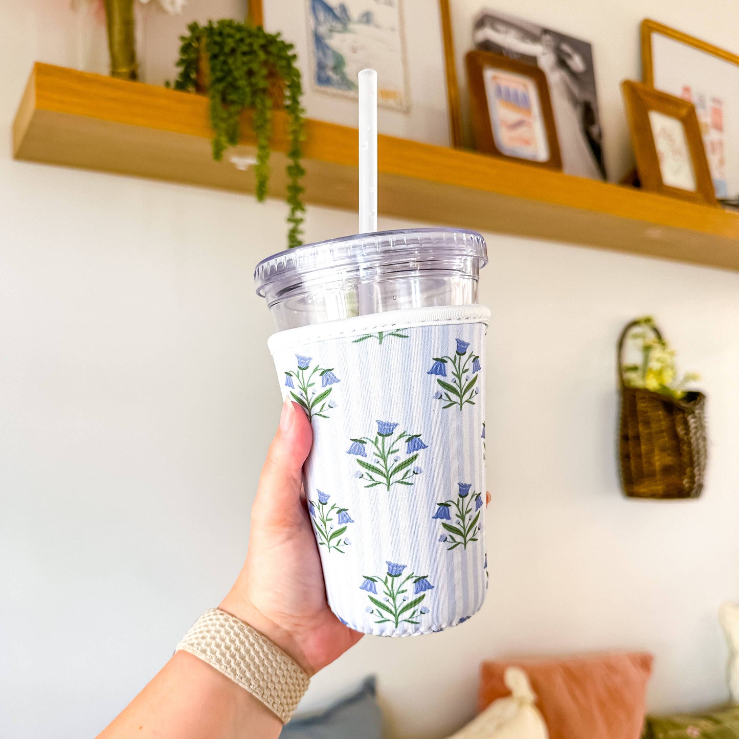 Bellflowers and Stripes | Iced Coffee Sleeve : Small