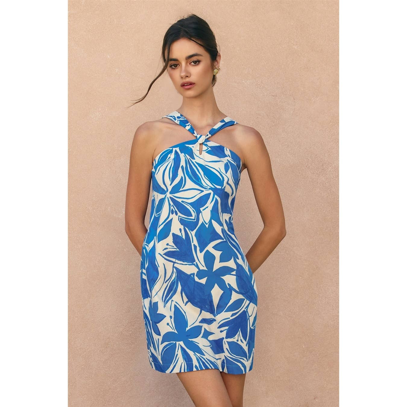 Mykonos Knot Halter Mini Dress: