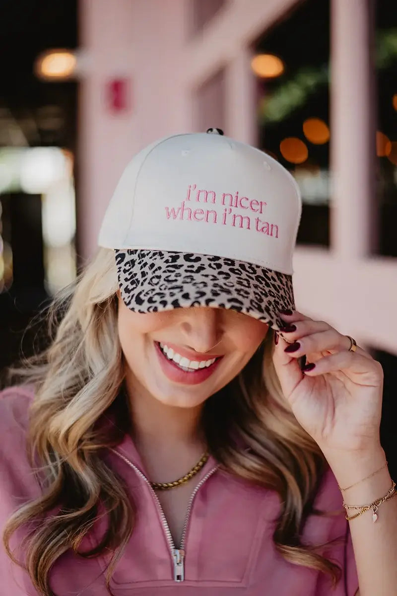 I'm Nicer When I'm Tan Two-Toned Vintage Hats Grad Gift Idea: Pink and Light Pink Stripe