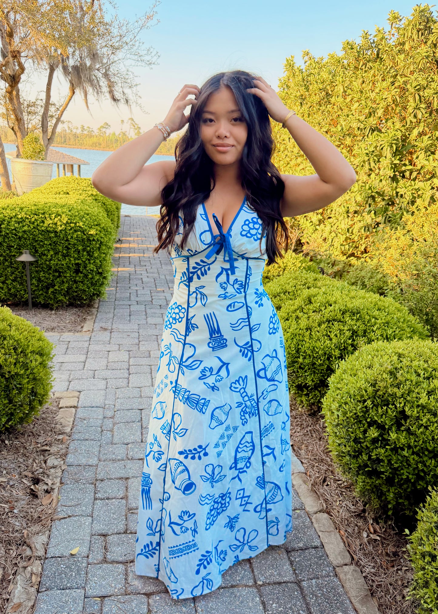 A printed woven ankle dress