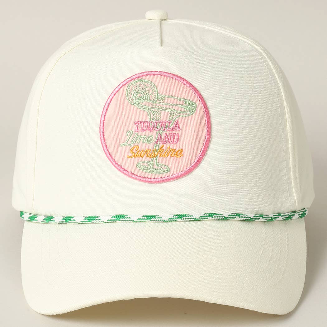 Tequila Lime and Sunshine Embroidery Trucker Hat: Pink / ONE SIZE