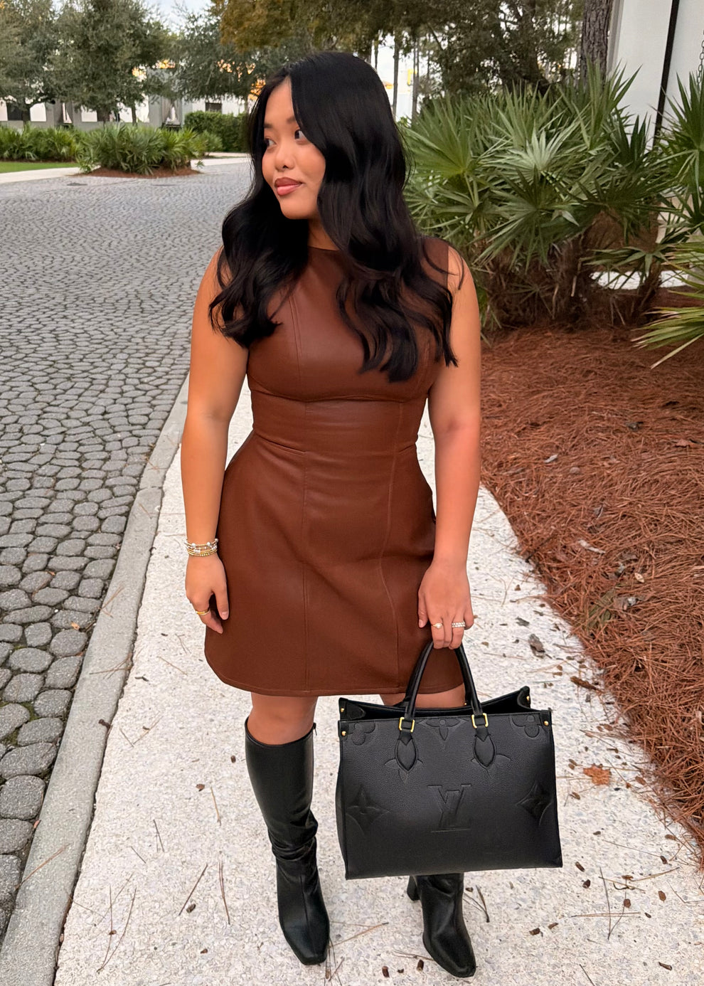 Brown Leather dress – Bluewater Boutique