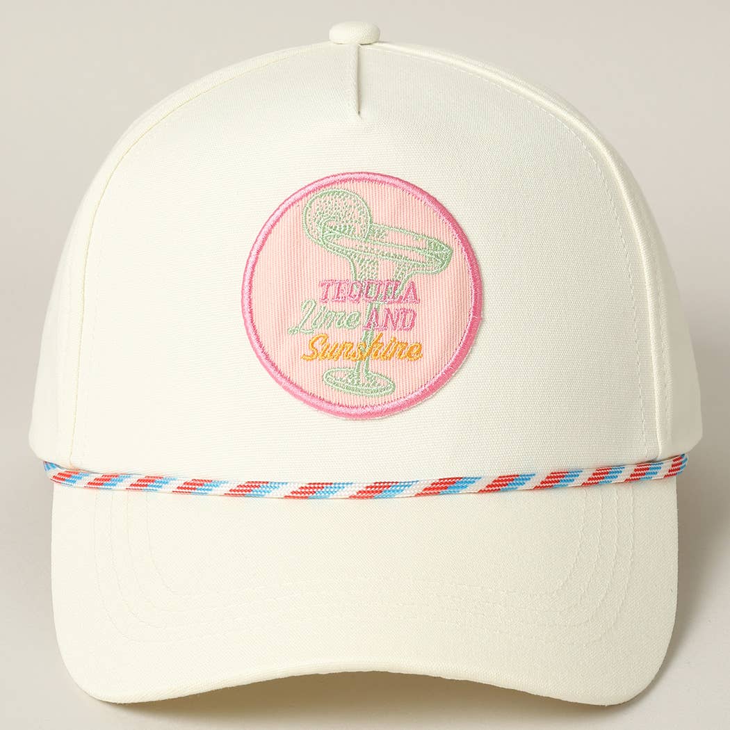 Tequila Lime and Sunshine Embroidery Trucker Hat: Pink / ONE SIZE