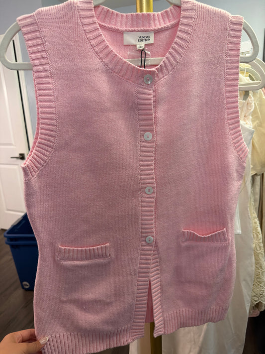Pink button up vest