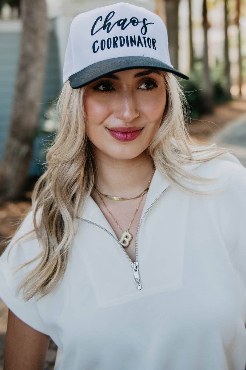 Chaos Coordinator Funny Two-Toned Hat: Pink and Tan