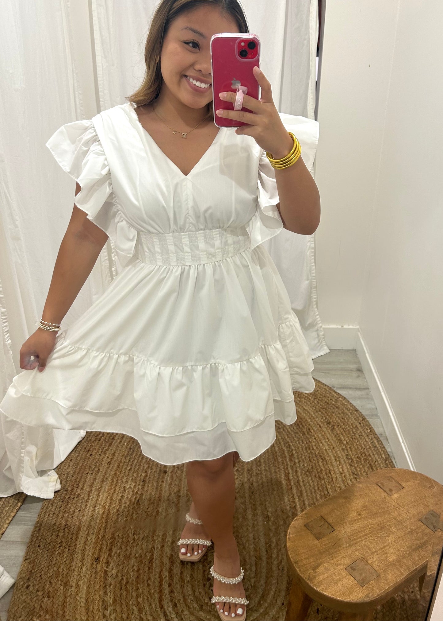 White ruffle dress