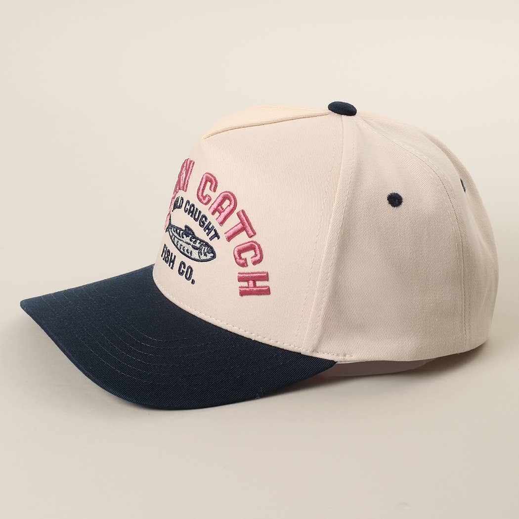 LUCKY CATCH 3D Embroidered Two-Tone Trucker Hat: NVY / One Size