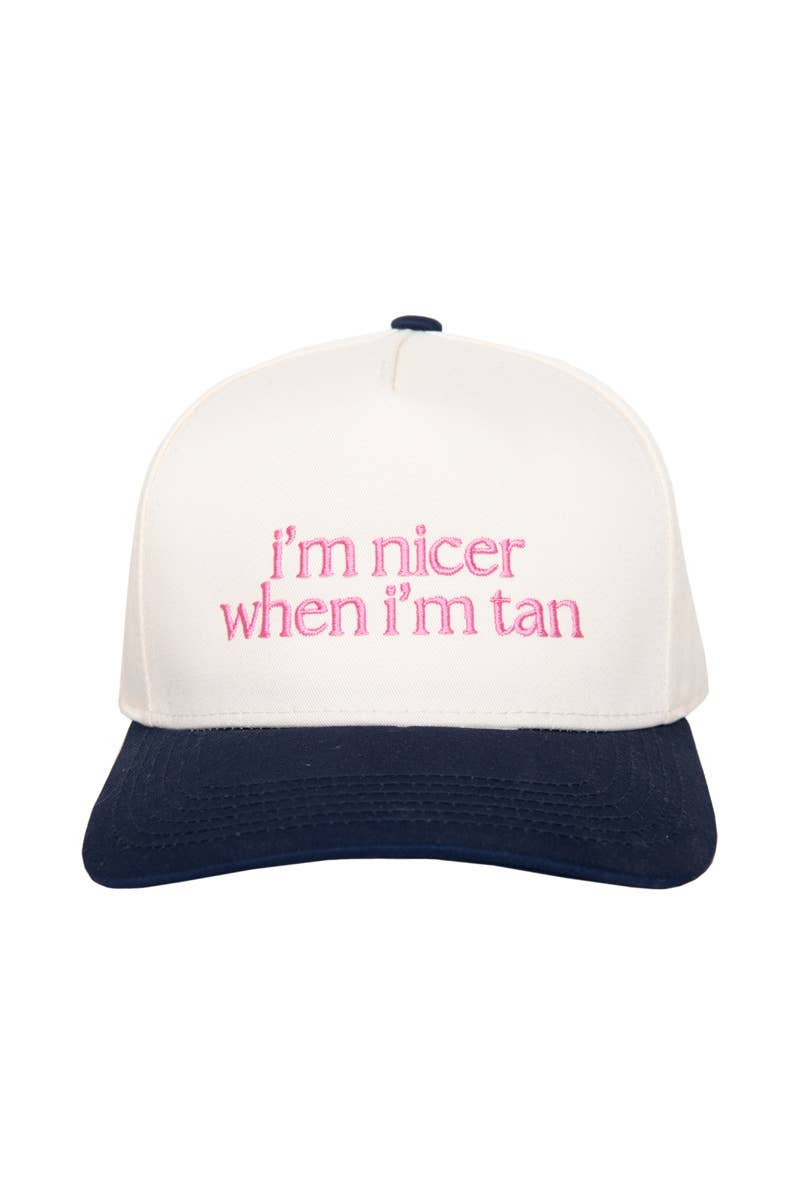 I'm Nicer When I'm Tan Two-Toned Vintage Hats Grad Gift Idea: Pink and Light Pink Stripe