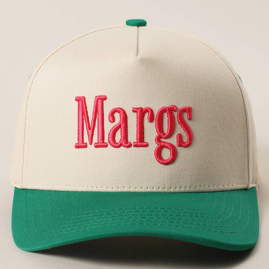 Margs Embroidered Canvas Two-Tone Trucker Hat: GREEN / One Size
