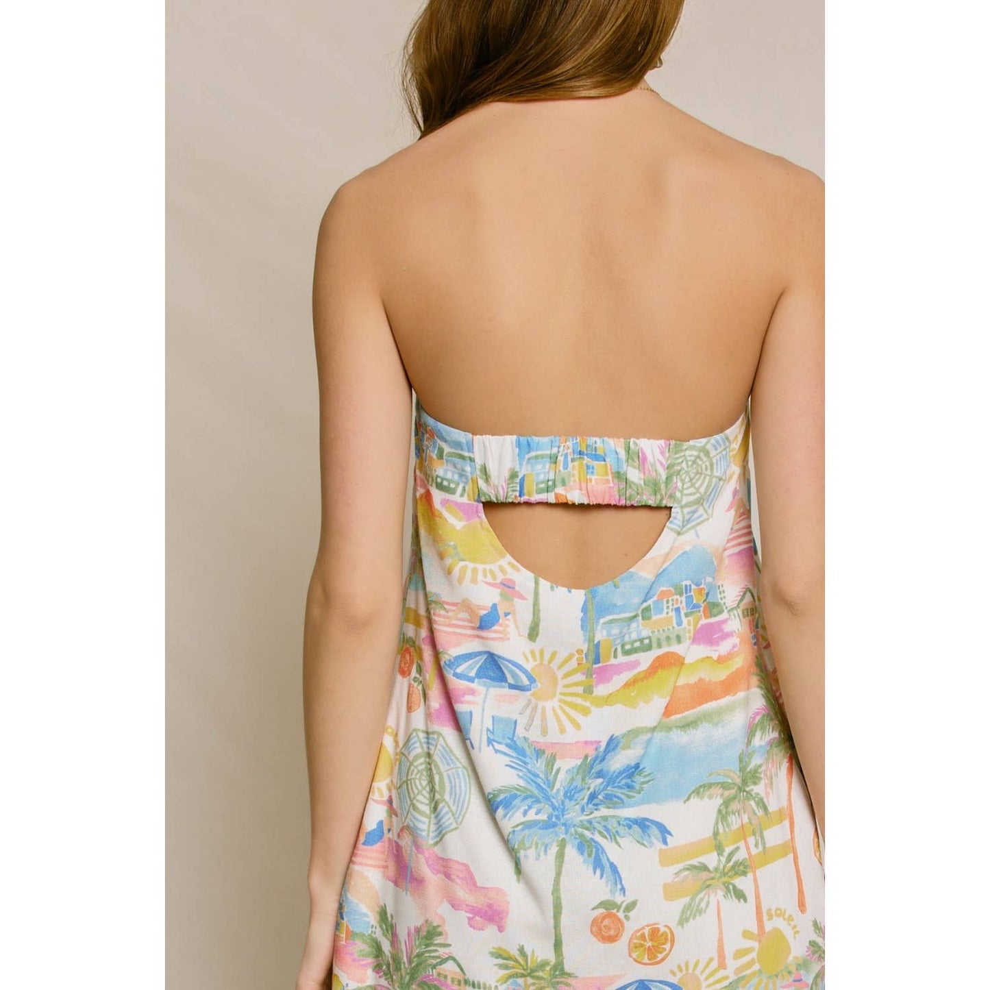 Summer Somewhere Strapless Pull on Mini Dress