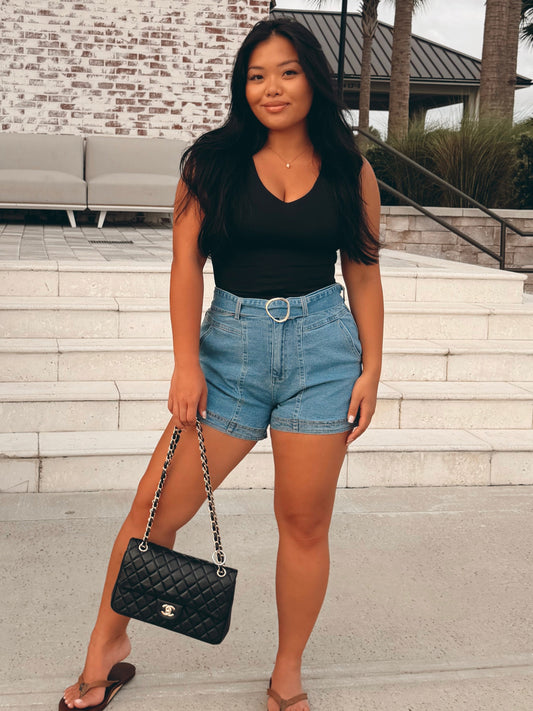 High-Waisted Denim Shorts