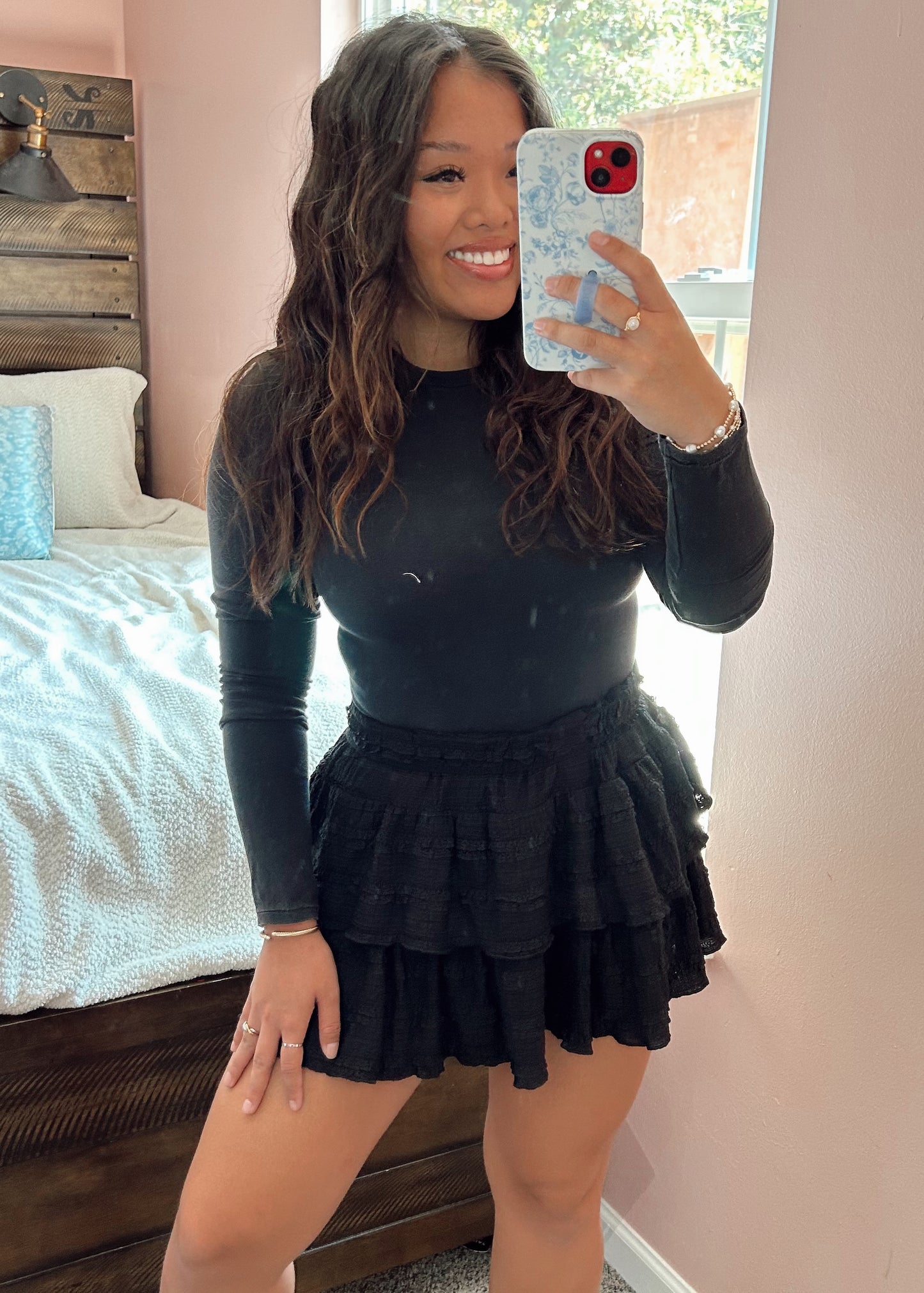 Ruffle layer mini Skort - Black