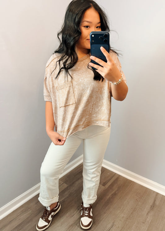 Tan - Over sized tee