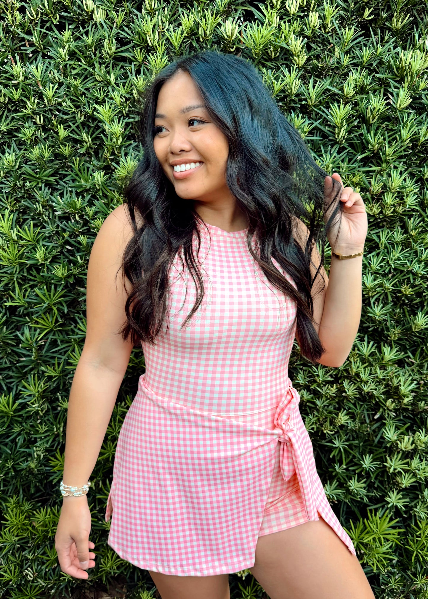 Anna's Athleisure dress - Pink gingham