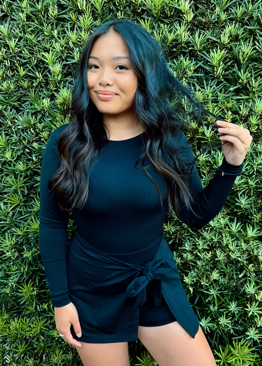 Anna's Long sleeve Athleisure Dress - Black