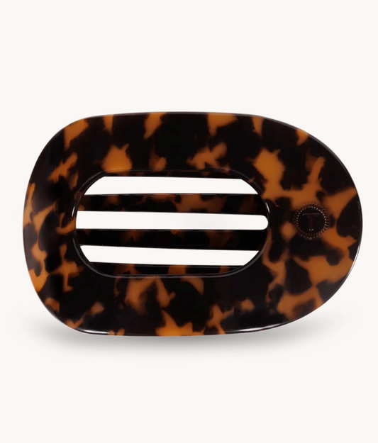 Tortoise Large Flat Round Hair Clip