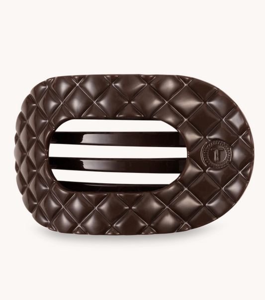Truly Taupe Quilted Medium Flat Round Hair Clip - TELETIES