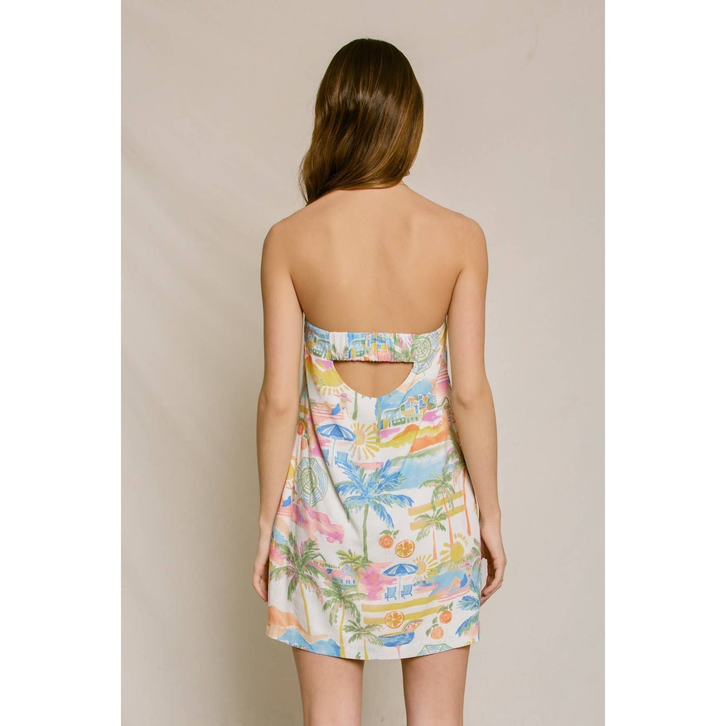 Summer Somewhere Strapless Pull on Mini Dress