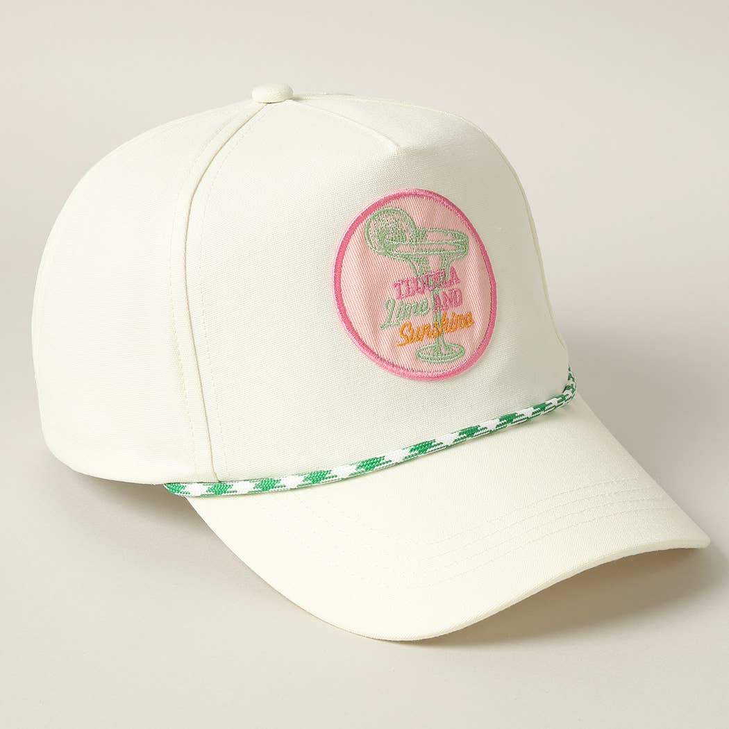 Tequila Lime and Sunshine Embroidery Trucker Hat: Pink / ONE SIZE