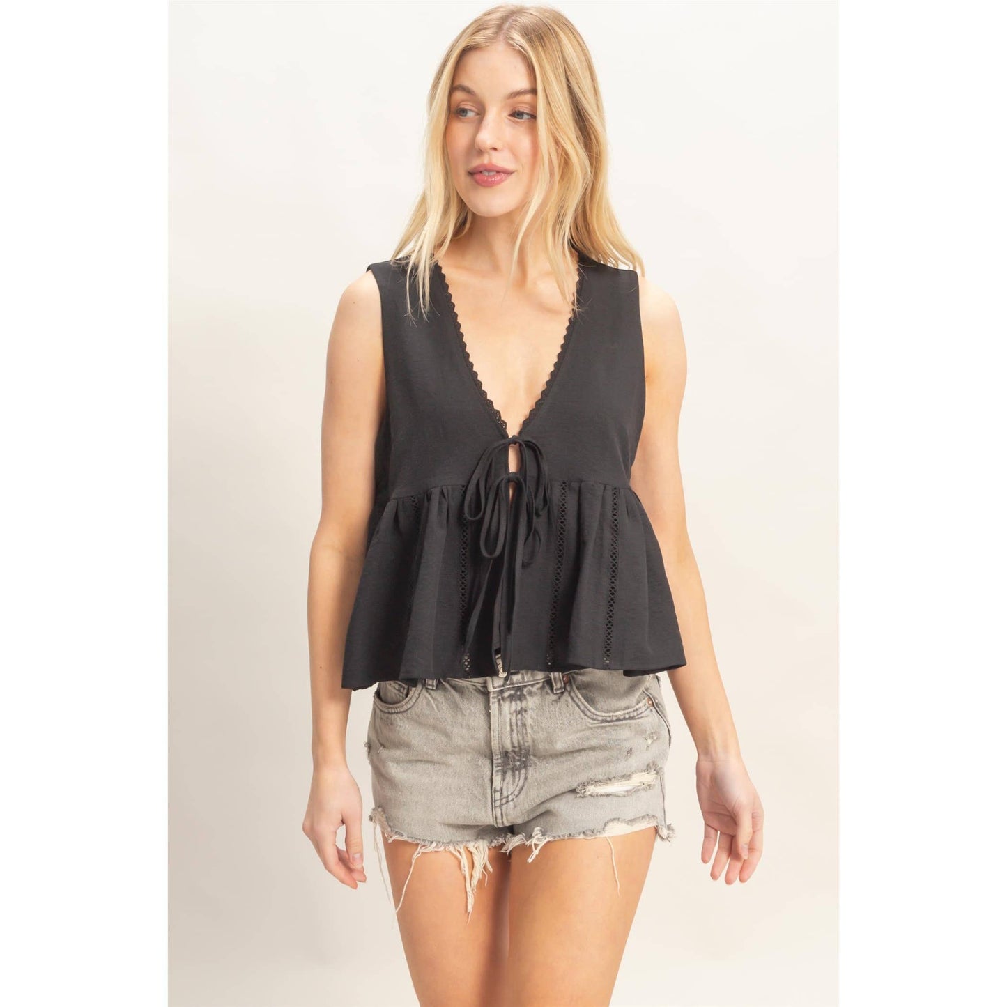 Lace tie top