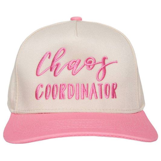 Chaos Coordinator Funny Two-Toned Hat: Pink and Tan